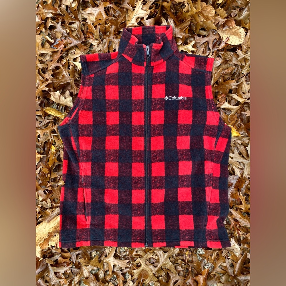 Columbia Mens Buffalo Check Fleece Vest